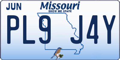 MO license plate PL9J4Y