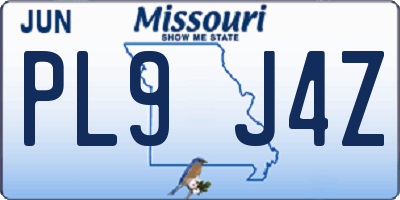 MO license plate PL9J4Z