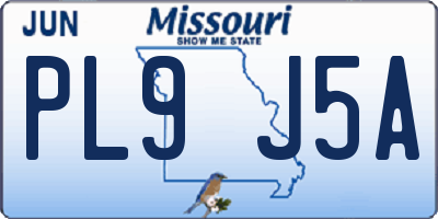 MO license plate PL9J5A