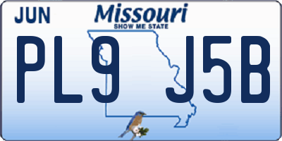 MO license plate PL9J5B