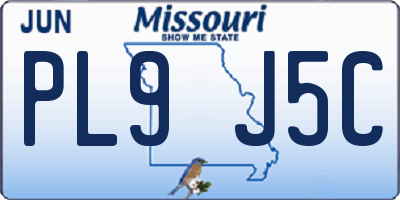MO license plate PL9J5C