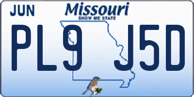 MO license plate PL9J5D