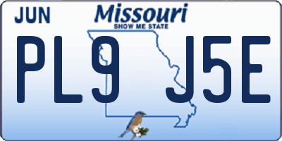 MO license plate PL9J5E