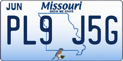 MO license plate PL9J5G