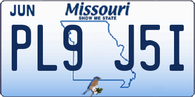 MO license plate PL9J5I