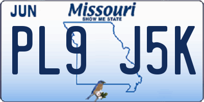 MO license plate PL9J5K