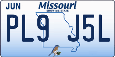 MO license plate PL9J5L