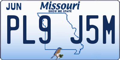 MO license plate PL9J5M