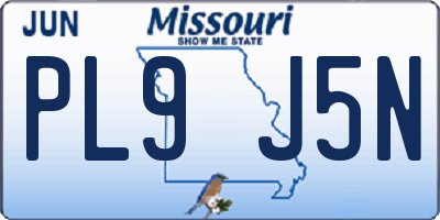 MO license plate PL9J5N