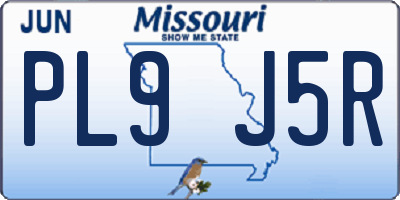 MO license plate PL9J5R