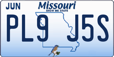 MO license plate PL9J5S