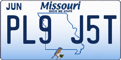 MO license plate PL9J5T