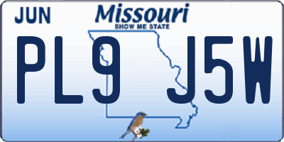 MO license plate PL9J5W
