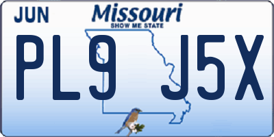 MO license plate PL9J5X