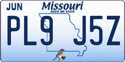 MO license plate PL9J5Z