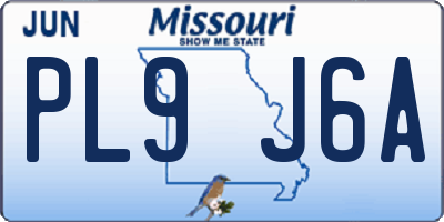 MO license plate PL9J6A