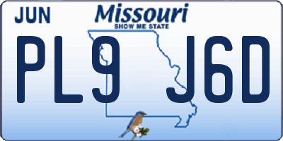 MO license plate PL9J6D