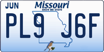 MO license plate PL9J6F