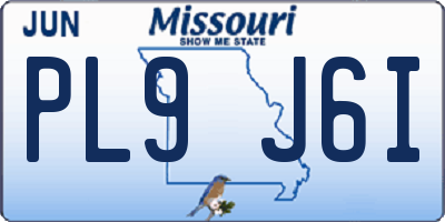 MO license plate PL9J6I
