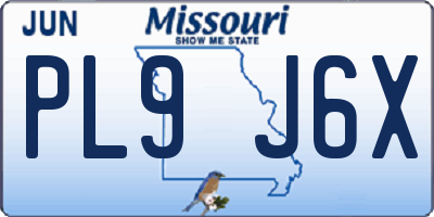 MO license plate PL9J6X