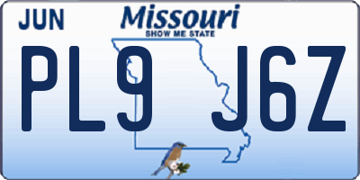 MO license plate PL9J6Z