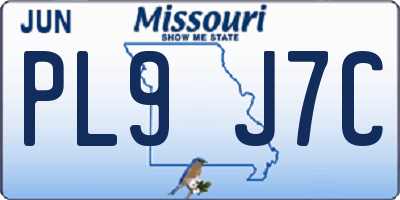 MO license plate PL9J7C