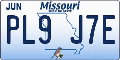 MO license plate PL9J7E