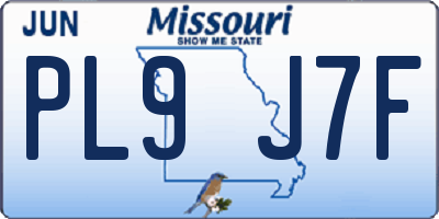 MO license plate PL9J7F