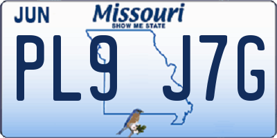 MO license plate PL9J7G