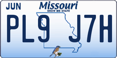 MO license plate PL9J7H
