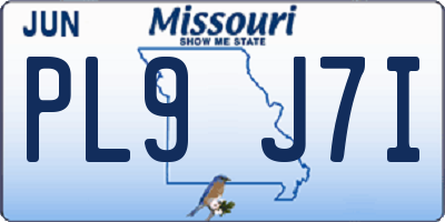 MO license plate PL9J7I