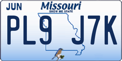 MO license plate PL9J7K