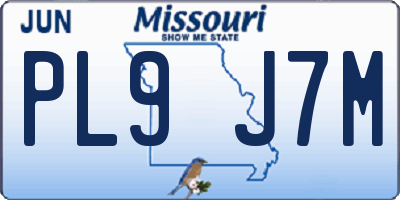 MO license plate PL9J7M