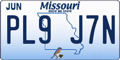 MO license plate PL9J7N