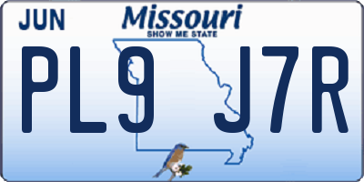 MO license plate PL9J7R