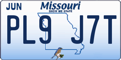 MO license plate PL9J7T