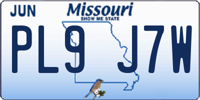 MO license plate PL9J7W