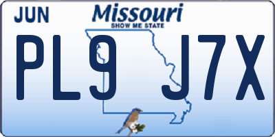 MO license plate PL9J7X