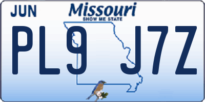 MO license plate PL9J7Z