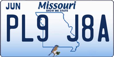 MO license plate PL9J8A
