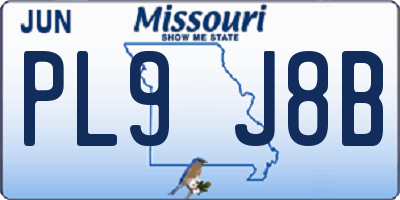 MO license plate PL9J8B