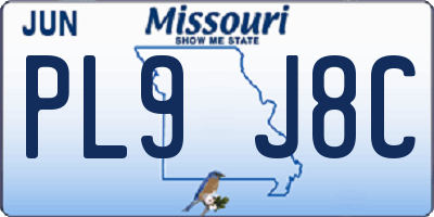 MO license plate PL9J8C