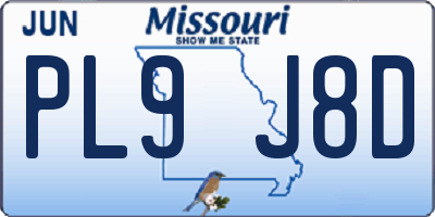 MO license plate PL9J8D
