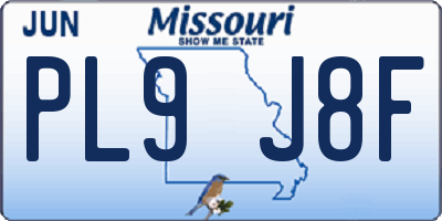 MO license plate PL9J8F