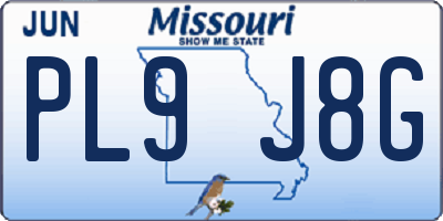MO license plate PL9J8G