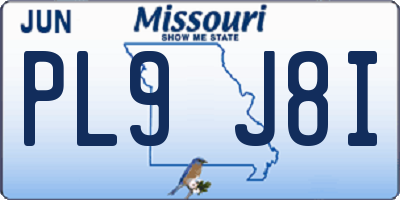 MO license plate PL9J8I