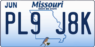 MO license plate PL9J8K