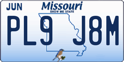 MO license plate PL9J8M