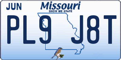 MO license plate PL9J8T