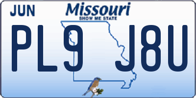 MO license plate PL9J8U